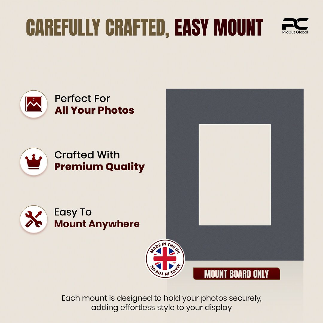 Charcoal Grey 20x16" Picture Mount With A4 Aperture | Acid-Free Mat Board For Photos & Artwork thumbnail 7