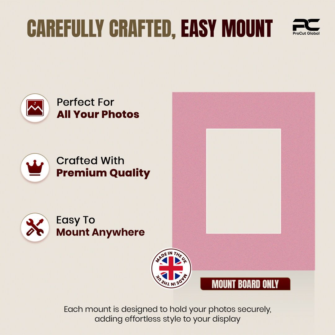 Dusty Rose 20x16" Picture Mount With A4 Aperture | Acid-Free Picture Mount Board thumbnail 7