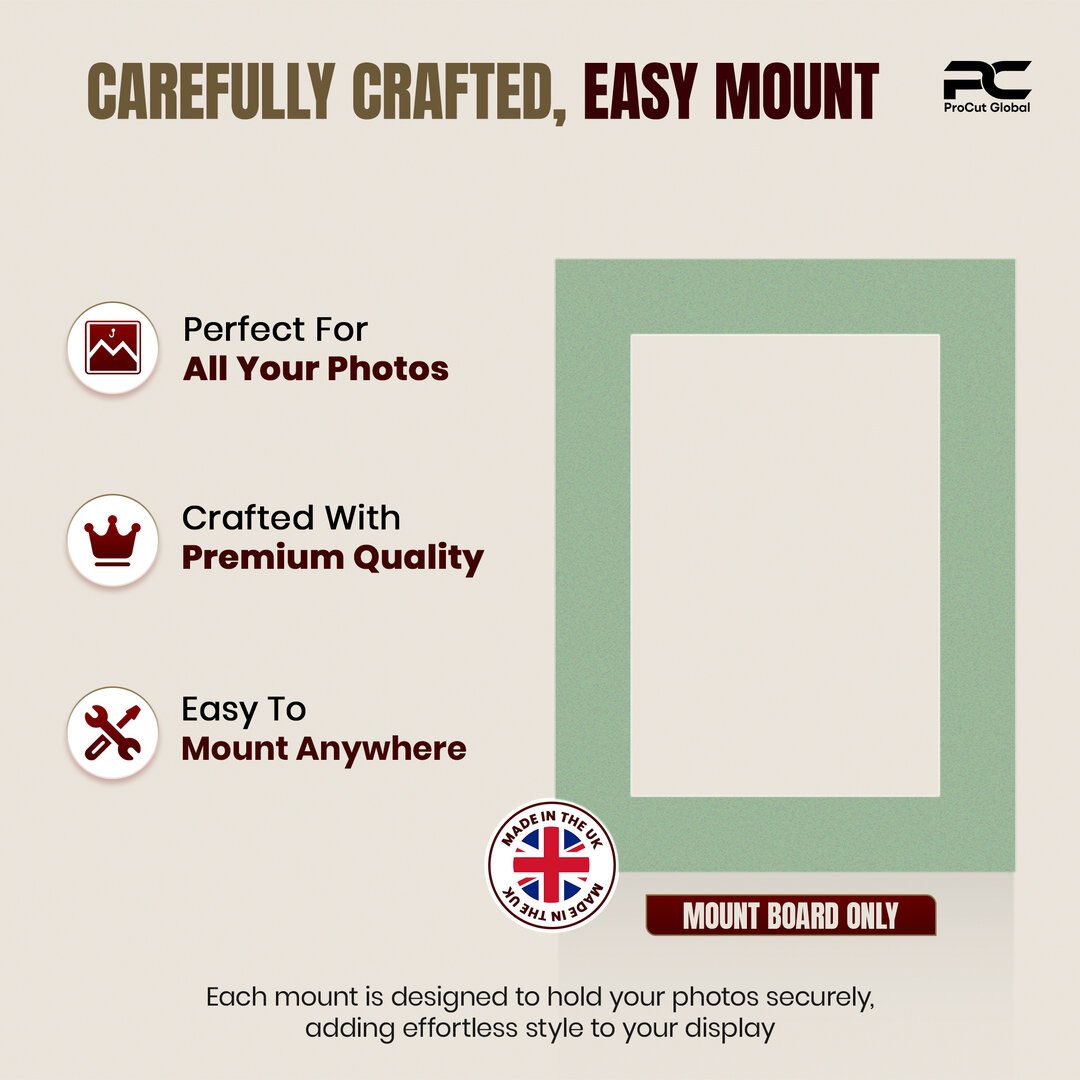 Sage Green 24x18" Picture Mount With 18x12" Aperture | Acid-Free Mat Board For Picture Frames thumbnail 7