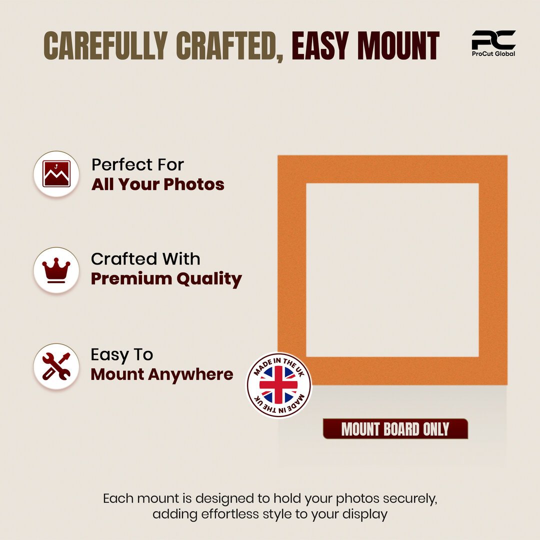 Burnt Orange 40x40cm Picture Mount With 30x30cm Aperture | Acid-Free Mat Board For Photos & Artwork thumbnail 7