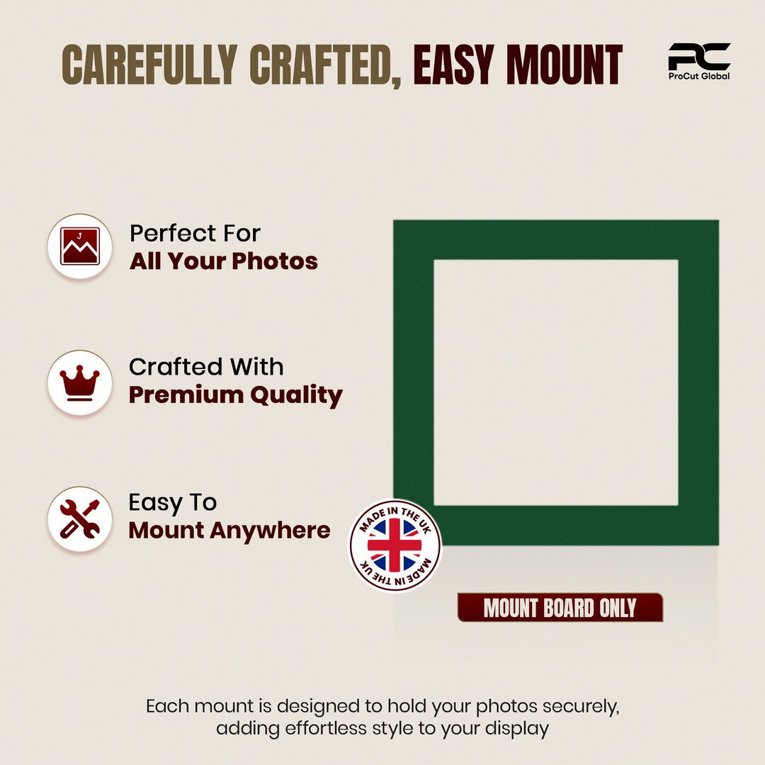 Forest Green 40x40cm Picture Mount With 30x30cm Aperture | Acid-Free Mat Board For Photos & Artwork thumbnail 7