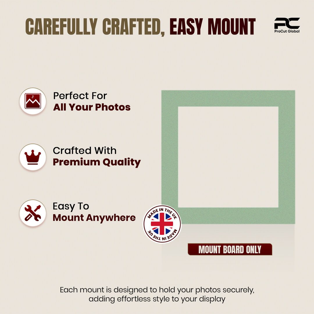 Sage Green 40x40cm Picture Mount With 30x30cm Aperture | Acid-Free Mat Board For Picture Frames thumbnail 7