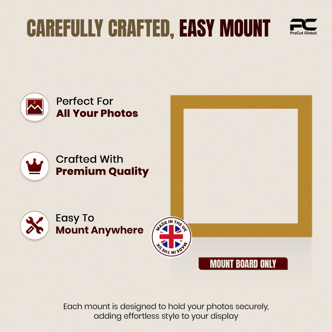 Antique Gold 50x50cm Picture Mount With 40x40cm Aperture | Acid-Free Picture Mount Board thumbnail 7