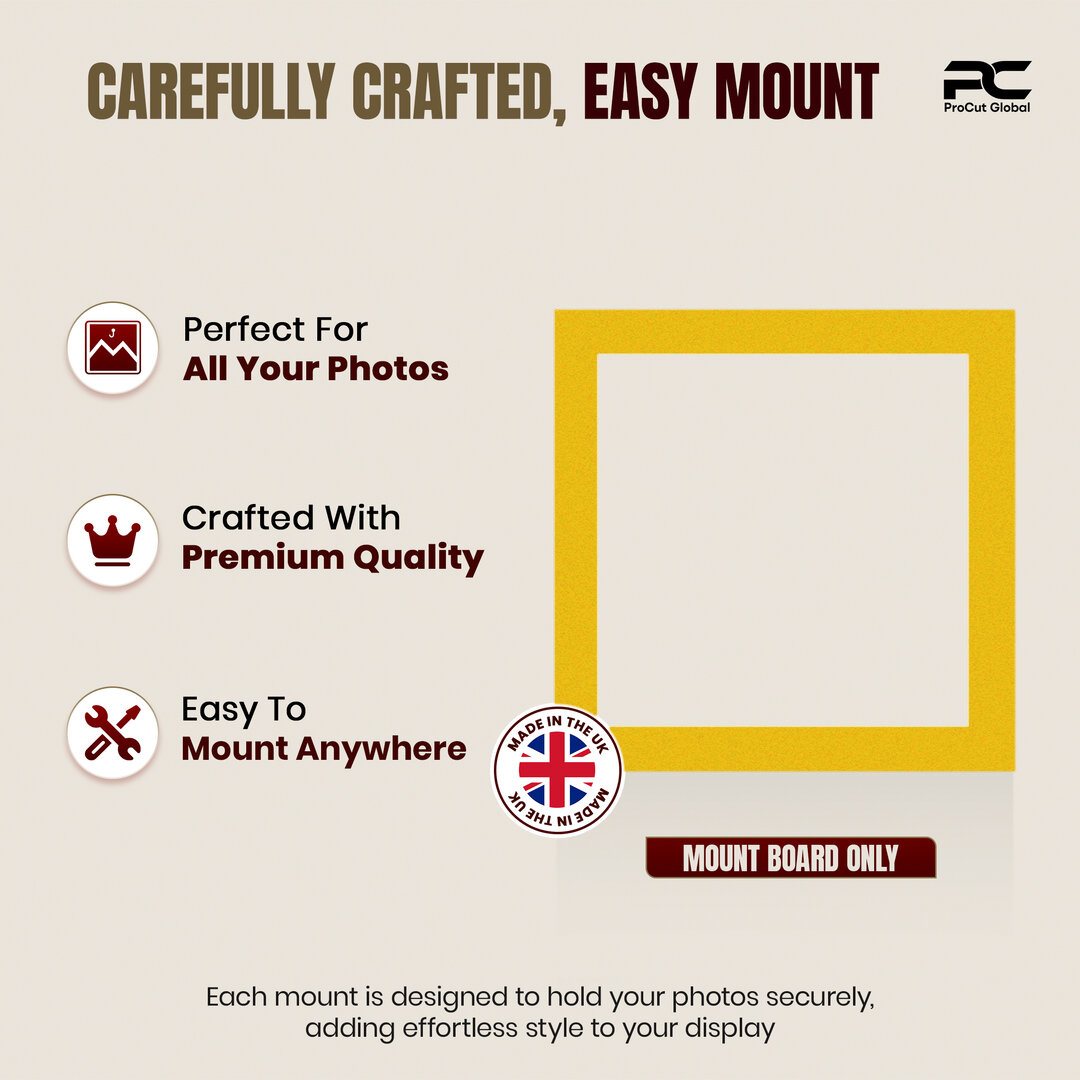 Bright Yellow 50x50cm Picture Mount With 40x40cm Aperture | Acid-Free Picture Mount Board thumbnail 7