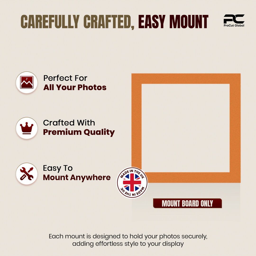 Burnt Orange 50x50cm Picture Mount With 40x40cm Aperture | Acid-Free Mat Board For Photos & Artwork thumbnail 7