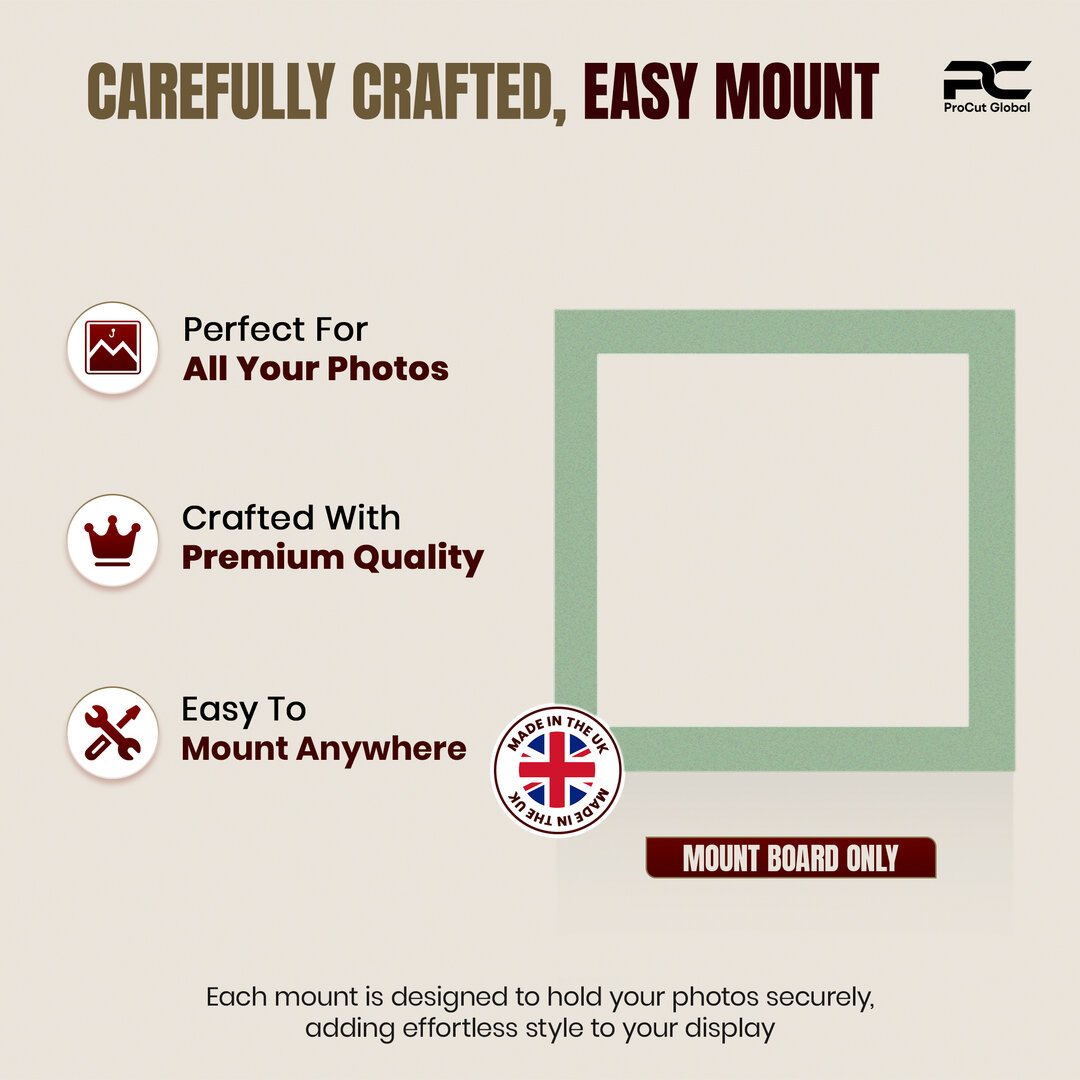 Sage Green 50x50cm Picture Mount With 40x40cm Aperture | Acid-Free Mat Board For Photos & Artwork thumbnail 7