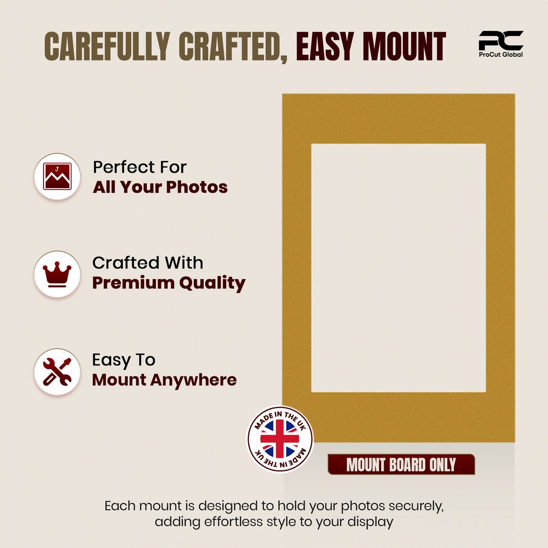 Antique Gold 60x40cm Picture Mount With A3 Aperture | Acid-Free Picture Mount Board thumbnail 7