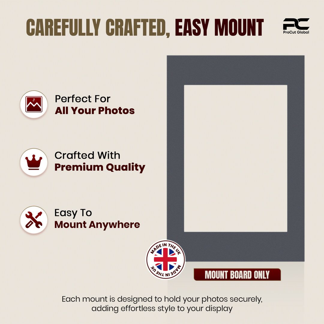 Charcoal Grey 60x40cm Picture Mount With A3 Aperture | Acid-Free Mat Board For Photos & Artwork thumbnail 7