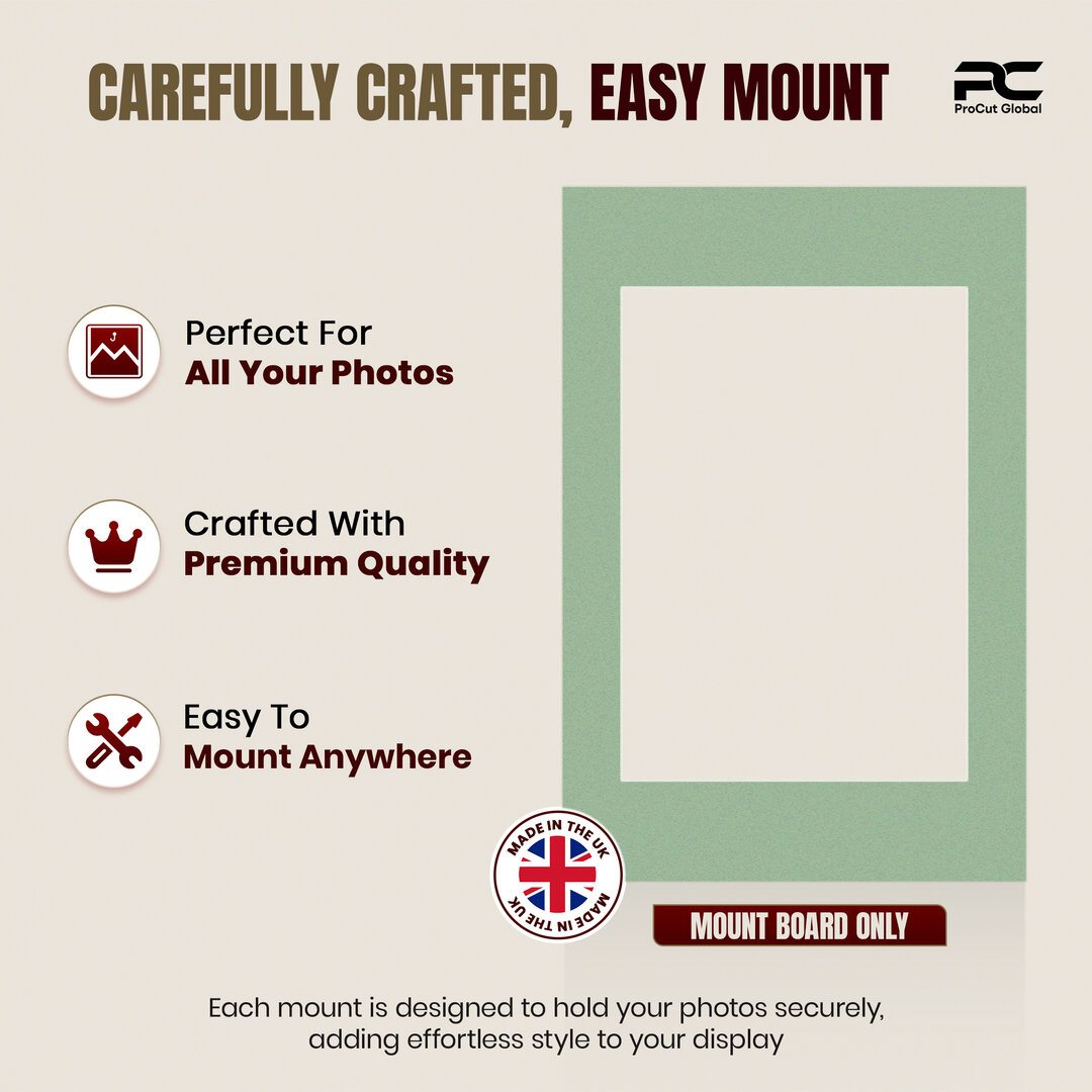 Sage Green 60x40cm Picture Mount With A3 Aperture | Acid-Free Picture Mount Board thumbnail 7