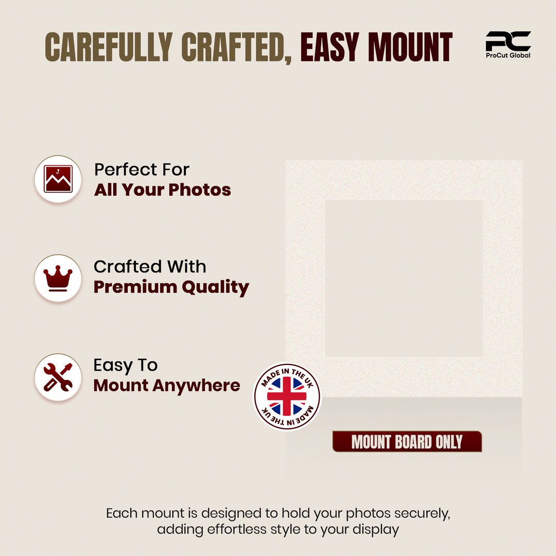 Antique White 60x60cm Picture Mount With 40x40cm Aperture | Acid-Free Picture Mount Board thumbnail 7
