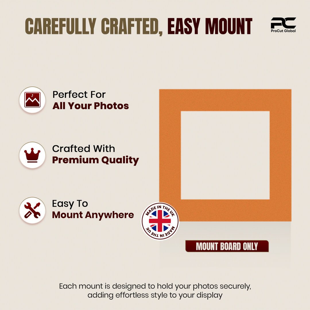 Burnt Orange 60x60cm Picture Mount With 40x40cm Aperture | Acid-Free Mat Board For Picture Frames thumbnail 7