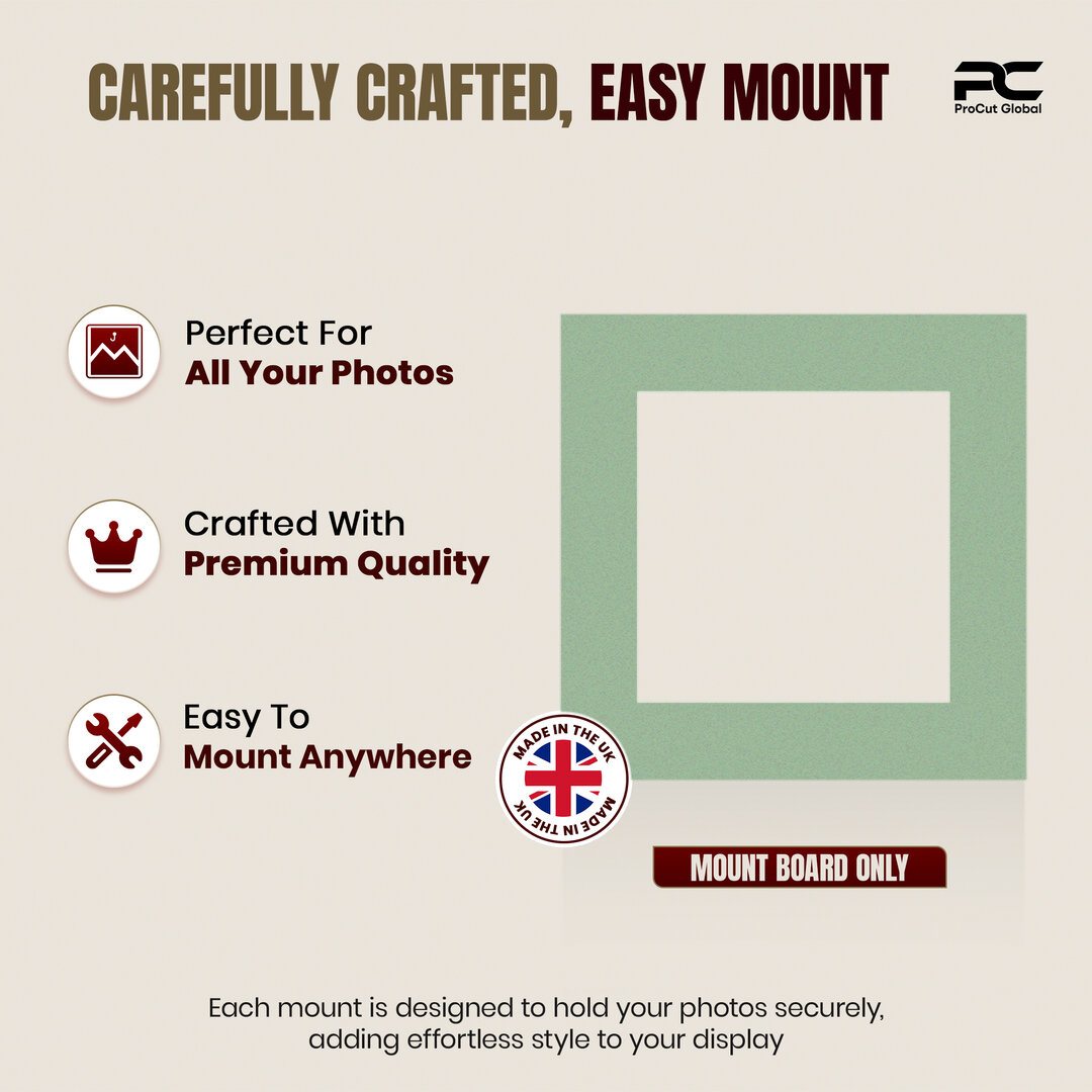 Sage Green 60x60cm Picture Mount With 40x40cm Aperture | Acid-Free Mat Board For Picture Frames thumbnail 7