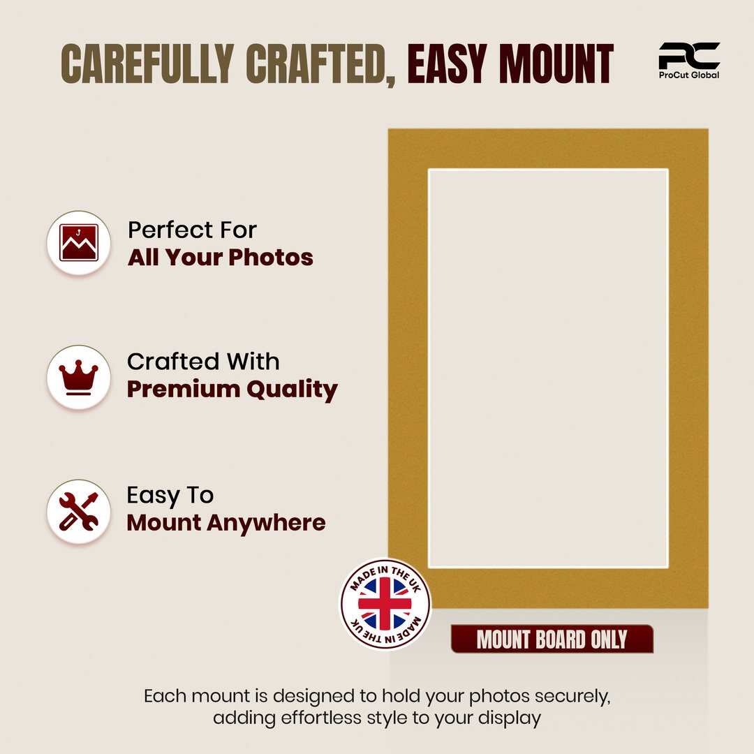 Antique Gold 6x4" Picture Mount With 5x3" Aperture | Acid-Free Picture Mount Board thumbnail 7