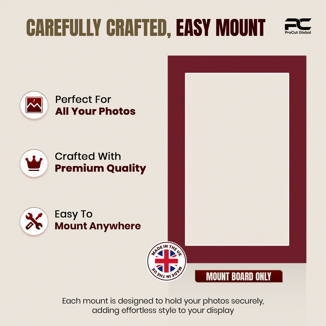 Burgundy 6x4" Picture Mount With 5x3" Aperture | Acid-Free Picture Mount Board thumbnail 7