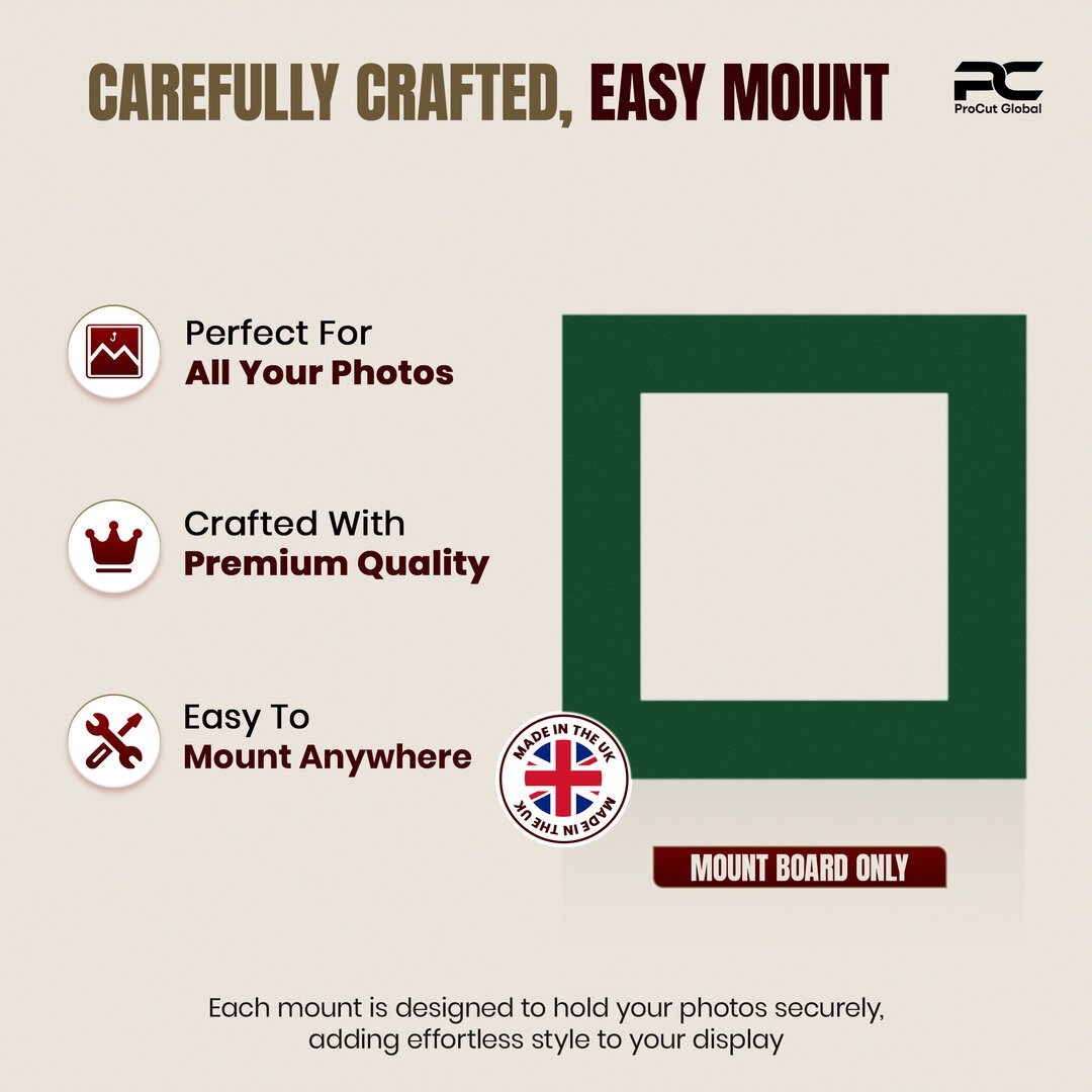 Forest Green 6x6" Picture Mount With 4x4" Aperture | Acid-Free Mat Board For Picture Frames thumbnail 7