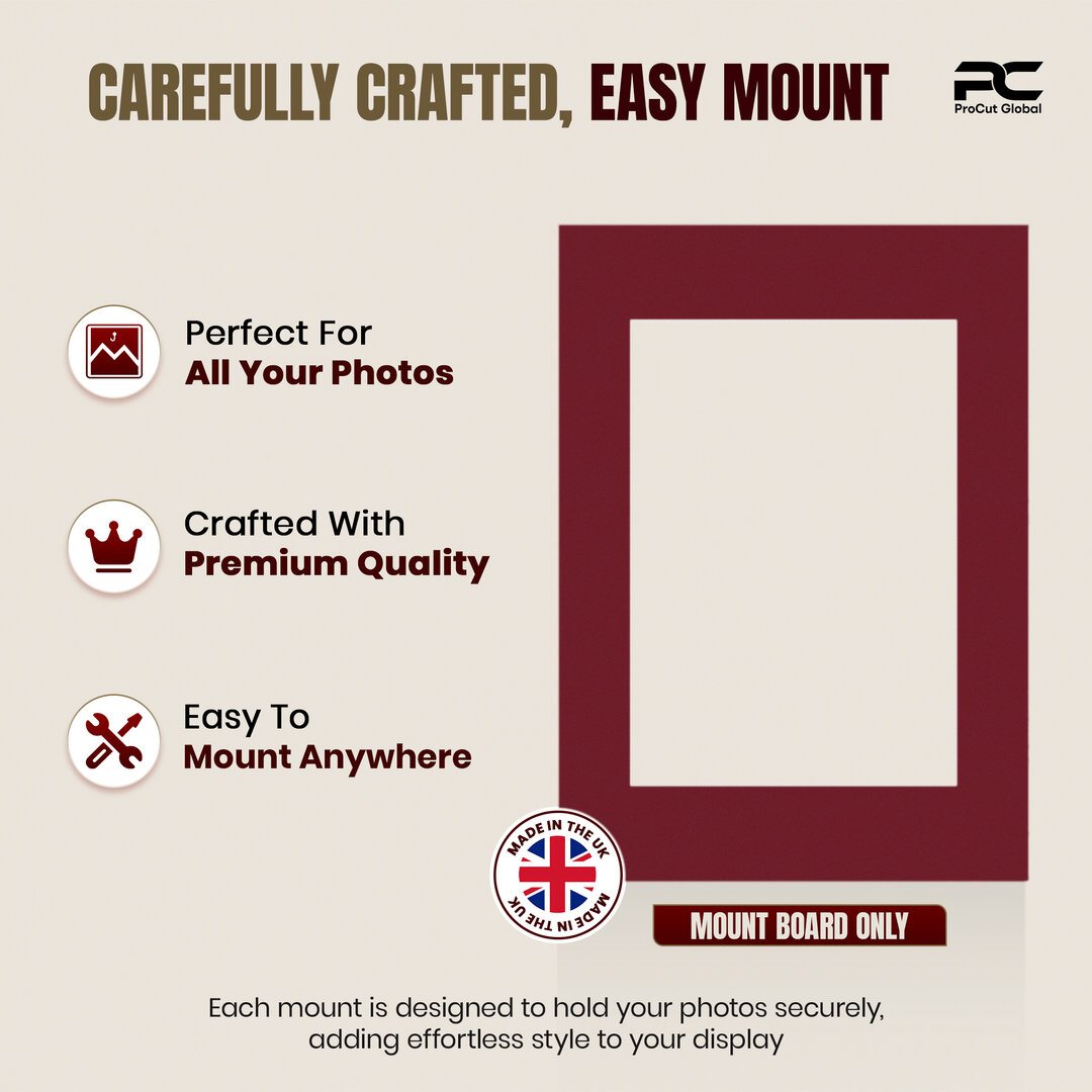 Burgundy 7x5" Picture Mount With 5x3.5" Aperture | Acid-Free Mat Board For Picture Frames thumbnail 7