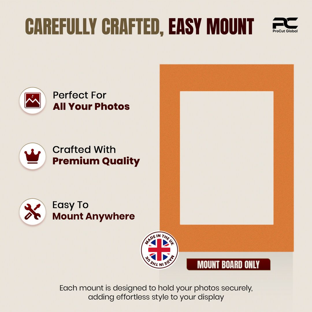 Burnt Orange 7x5" Picture Mount With 5x3.5" Aperture | Acid-Free Picture Mount Board thumbnail 7