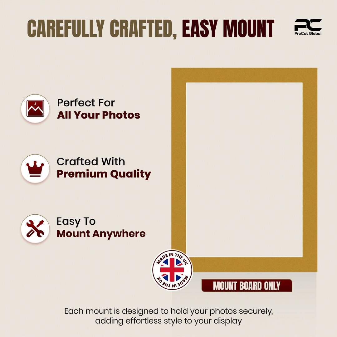Antique Gold 7x5" Picture Mount With 6x4" Aperture | Acid-Free Mat Board For Photos & Artwork thumbnail 7