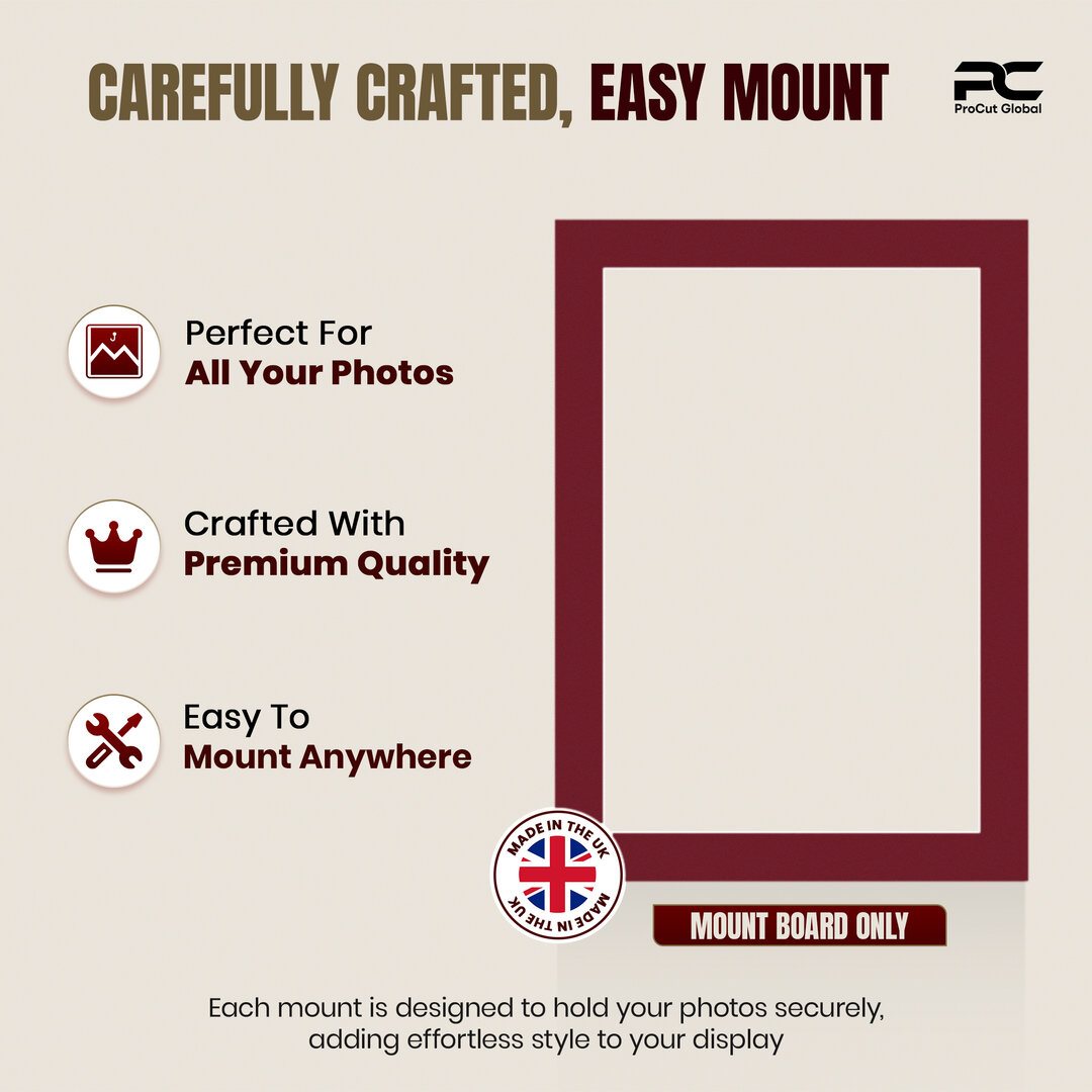 Burgundy 7x5" Picture Mount With 6x4" Aperture | Acid-Free Mat Board For Picture Frames thumbnail 7
