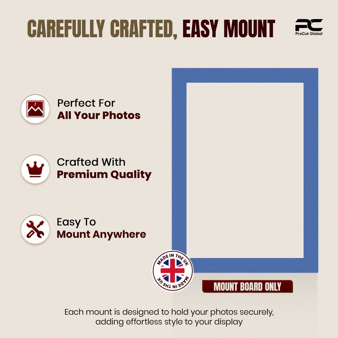 Pacific Blue 7x5" Picture Mount With 6x4" Aperture | Acid-Free Mat Board For Photos & Artwork thumbnail 7