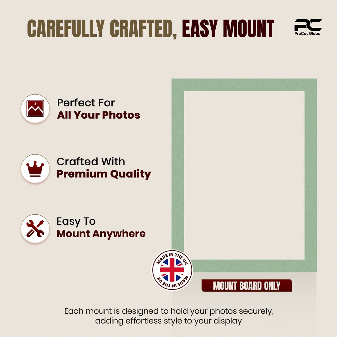 Sage Green 80x60cm Picture Mount With 70x50cm Aperture | Acid-Free Mat Board For Photos & Artwork thumbnail 7