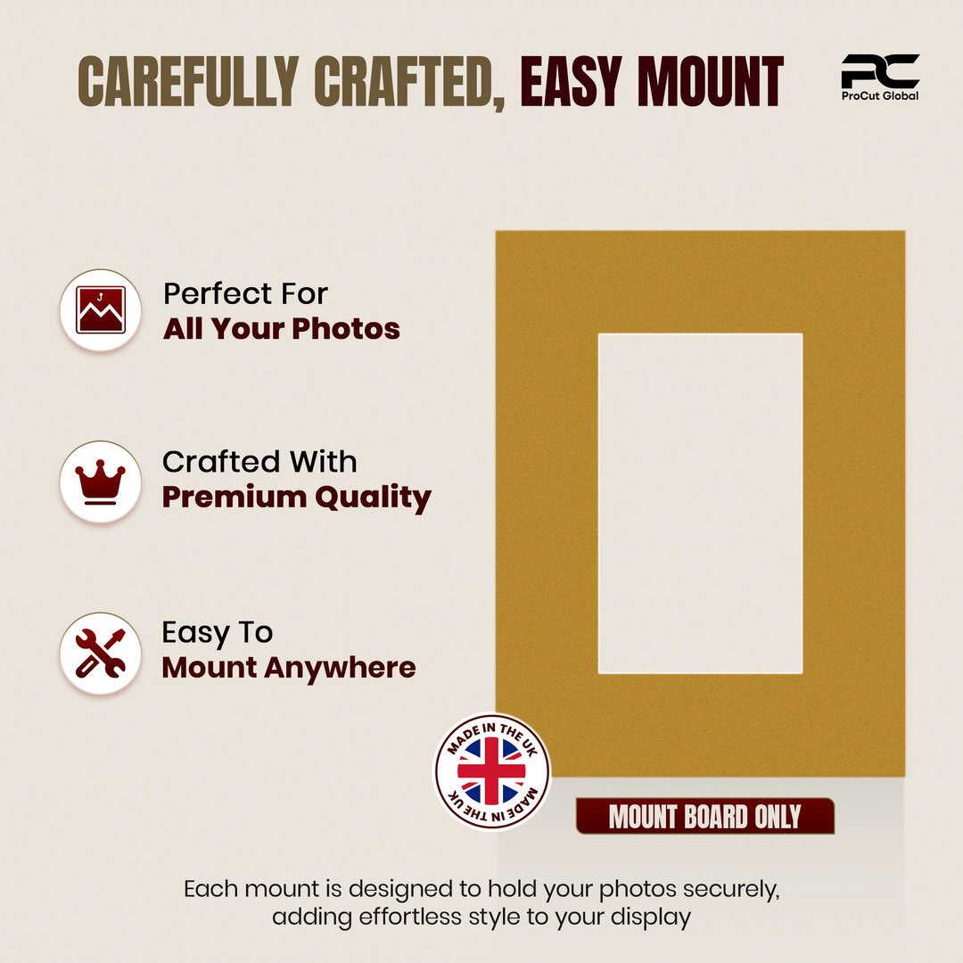 Antique Gold 8x6" Picture Mount With 5x3" Aperture | Acid-Free Picture Mount Board thumbnail 7