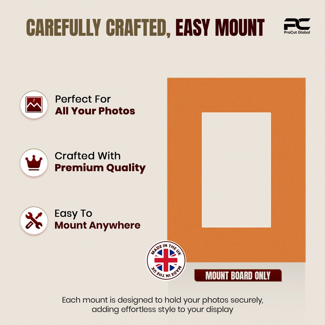 Burnt Orange 8x6" Picture Mount With 5x3" Aperture | Acid-Free Picture Mount Board thumbnail 7
