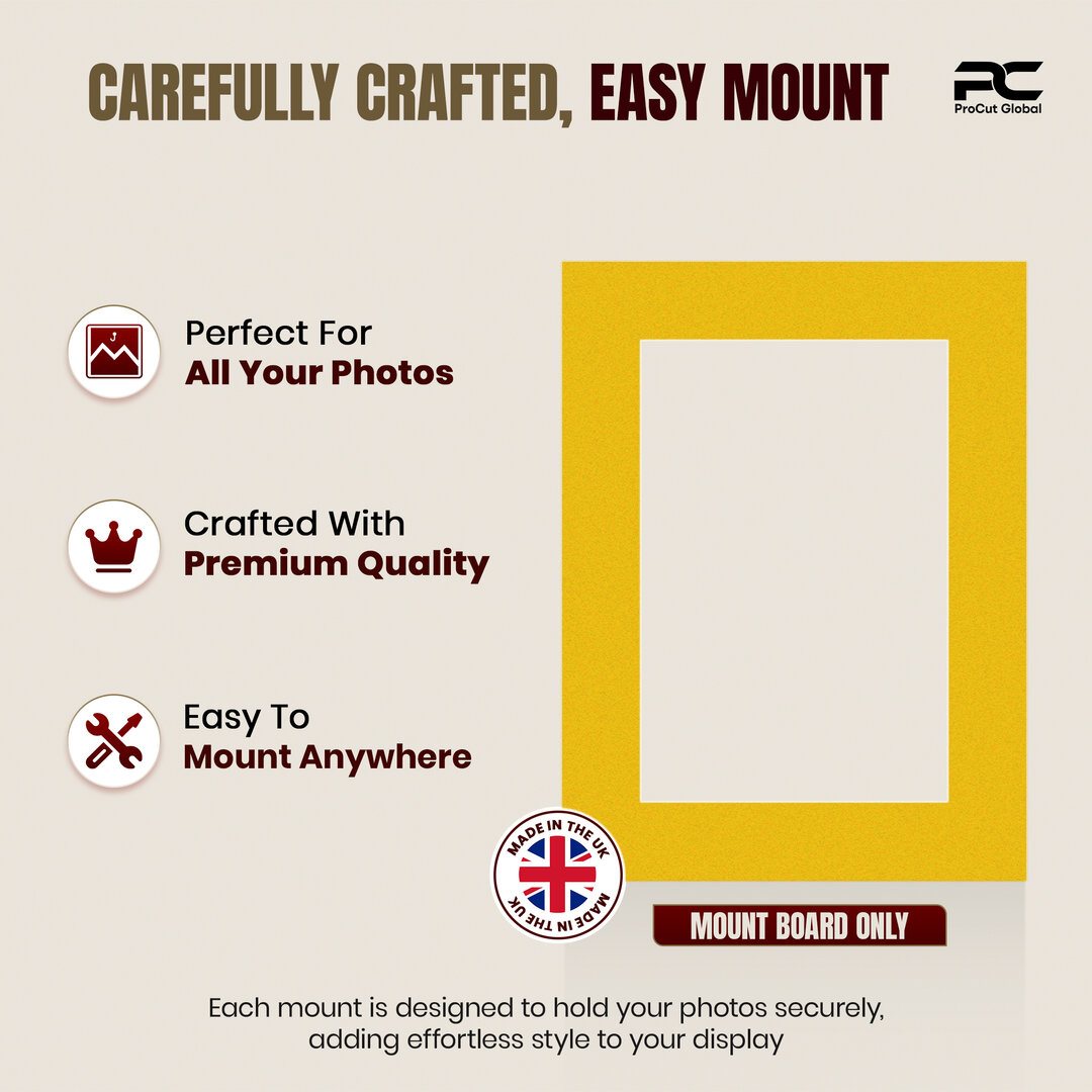 Bright Yellow 8x6" Picture Mount With 6x4" Aperture | Acid-Free Mat Board For Picture Frames thumbnail 7