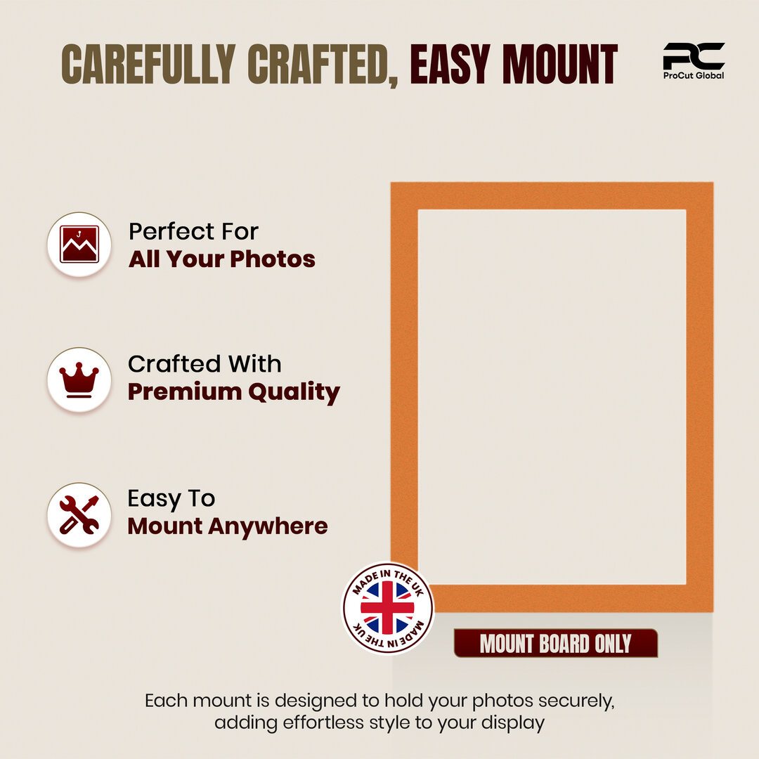 Burnt Orange 8x6" Picture Mount With 7x5" Aperture | Acid-Free Picture Mount Board thumbnail 7