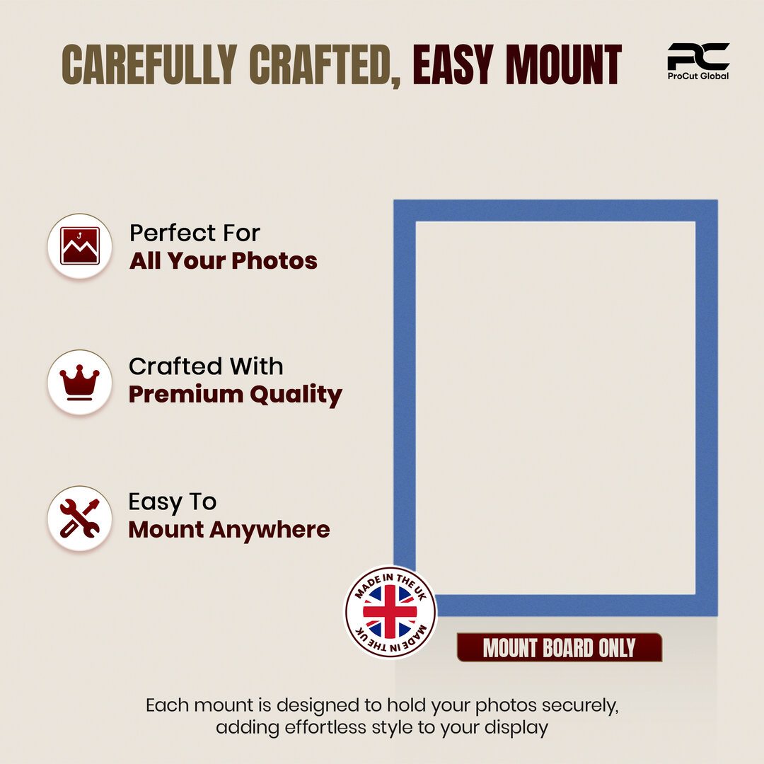 Pacific Blue 90x70cm Picture Mount With 80x60cm Aperture | Acid-Free Mat Board For Picture Frames thumbnail 7