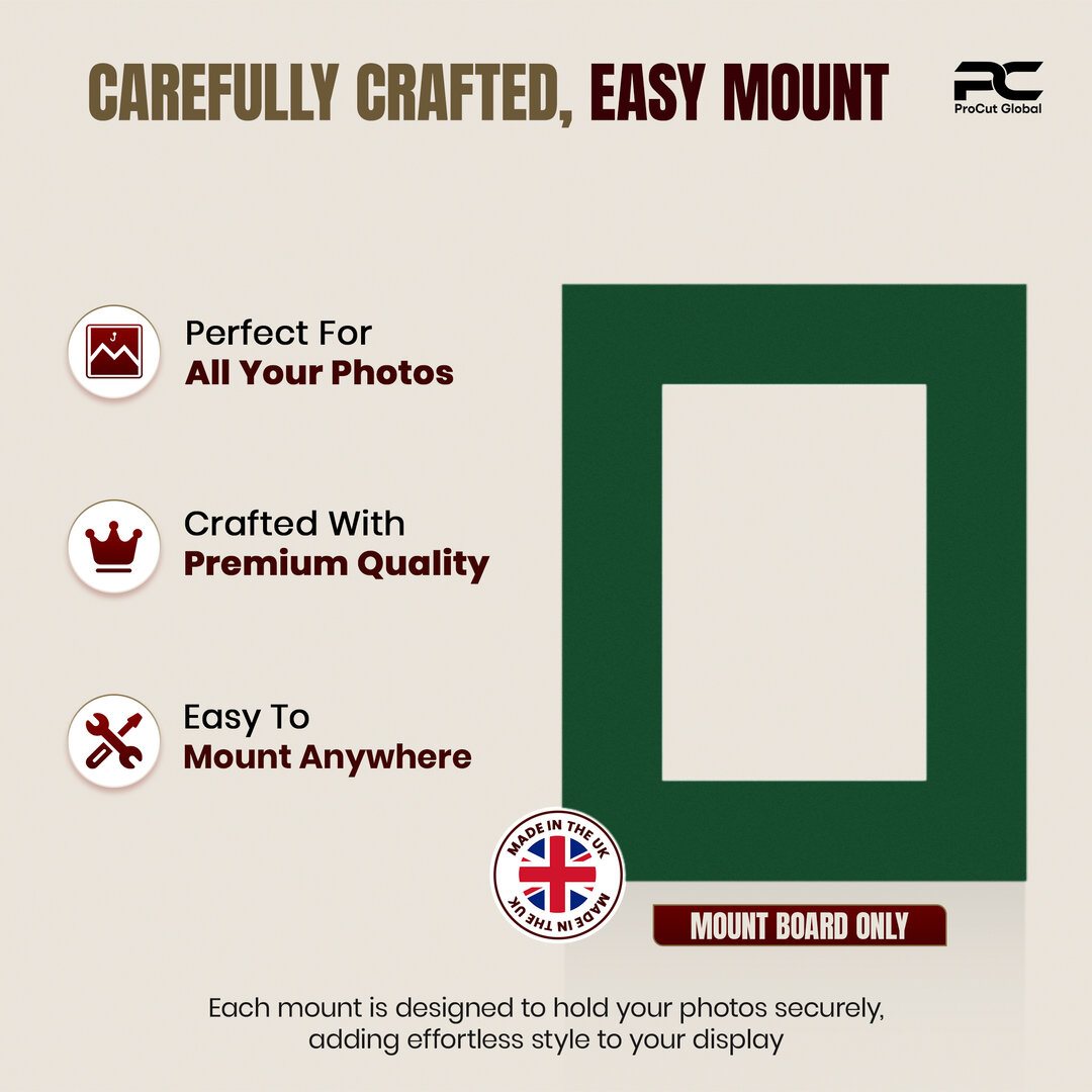 Forest Green 9x7" Picture Mount With 6x4" Aperture | Acid-Free Mat Board For Picture Frames thumbnail 7