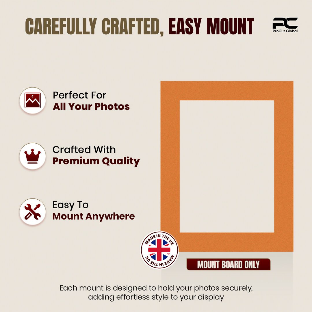 Burnt Orange 9x7" Picture Mount With 7x5" Aperture | Acid-Free Mat Board For Photos & Artwork thumbnail 7