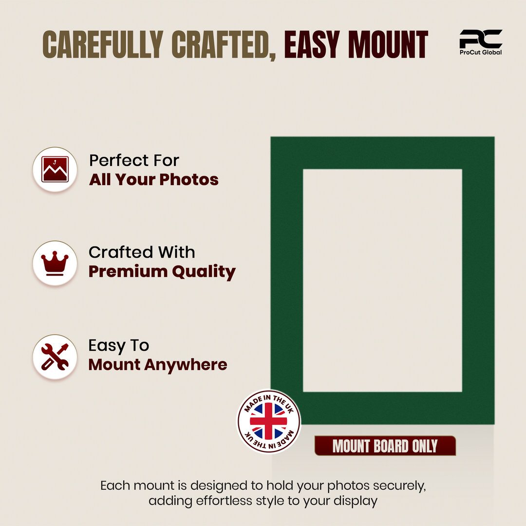 Forest Green 9x7" Picture Mount With 7x5" Aperture | Acid-Free Picture Mount Board thumbnail 7
