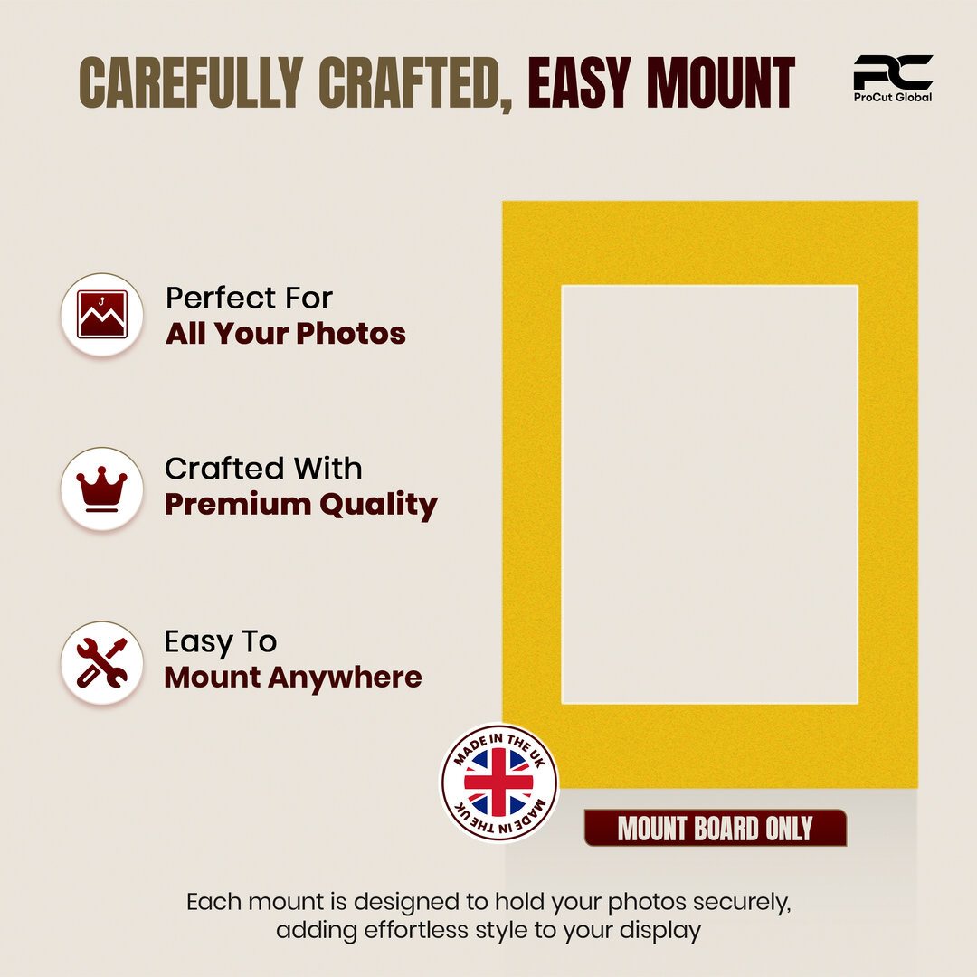 Bright Yellow A2 Picture Mount With A3 Aperture | Acid-Free Picture Mount Board thumbnail 7