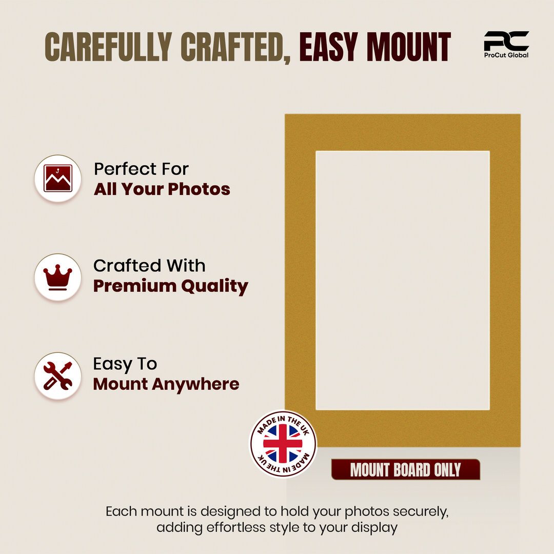 Antique Gold A4 Picture Mount With 9x6" Aperture | Acid-Free Mat Board For Picture Frames thumbnail 7