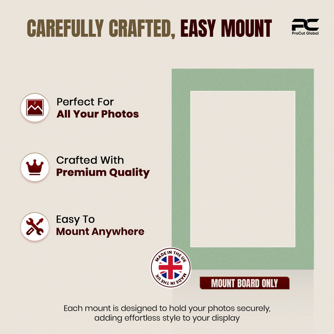 Sage Green A4 Picture Mount With 9x6" Aperture | Acid-Free Mat Board For Picture Frames thumbnail 7