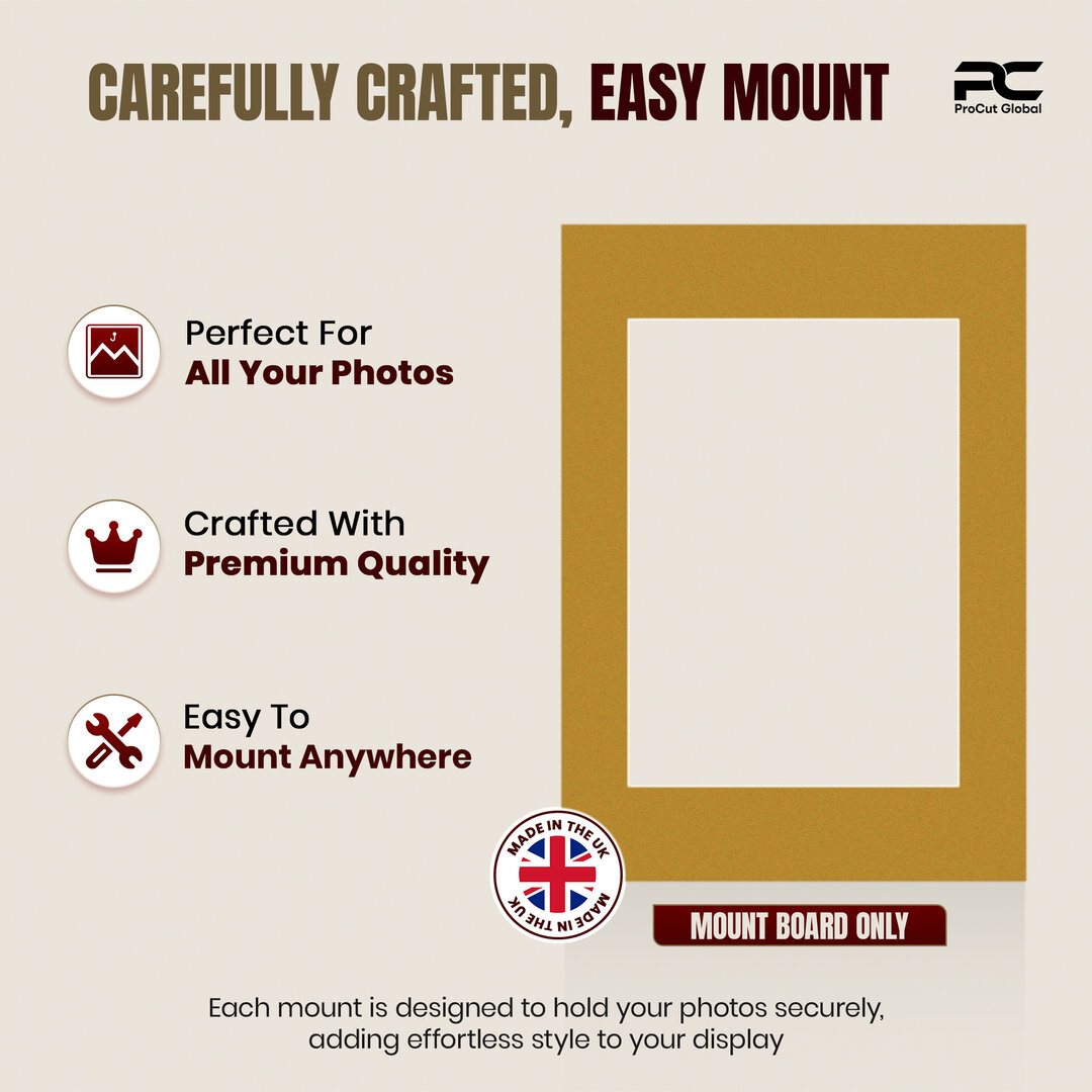 Antique Gold A4 Picture Mount With A5 Aperture | Acid-Free Picture Mount Board thumbnail 7