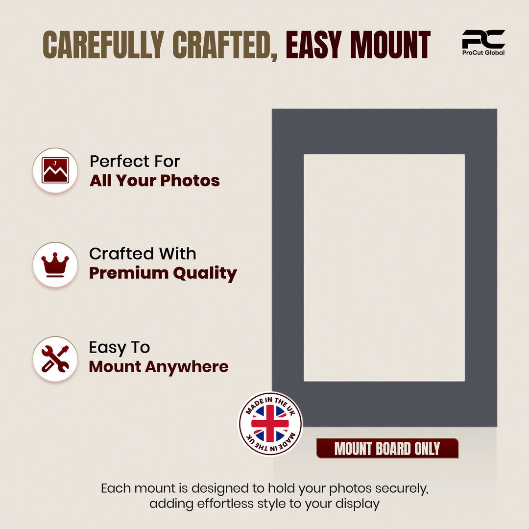 Charcoal Grey A6 Picture Mount With A7 Aperture | Acid-Free Mat Board For Picture Frames thumbnail 7