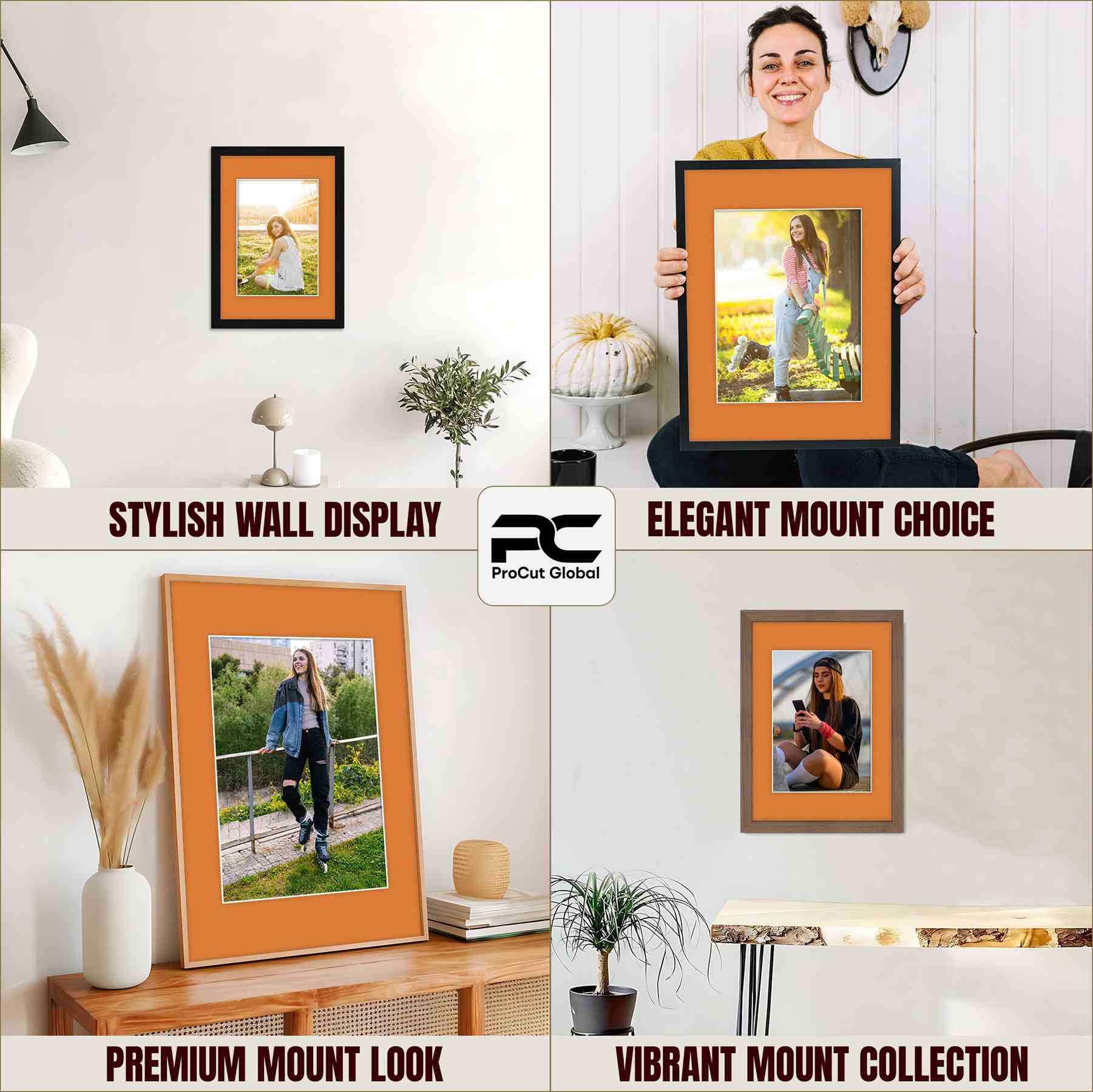 Burnt Orange A4 Picture Mount With 9x6" Aperture | Acid-Free Picture Mount Board thumbnail 3