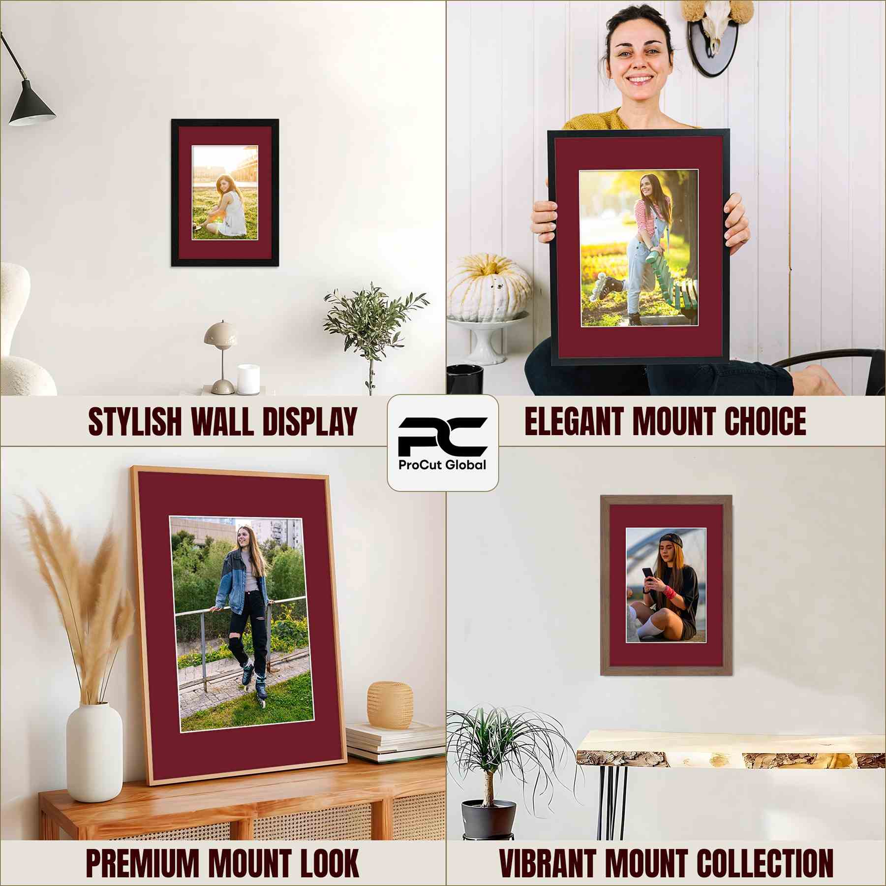 Burgundy A5 Picture Mount With A6 Aperture | Acid-Free Mat Board For Picture Frames thumbnail 3