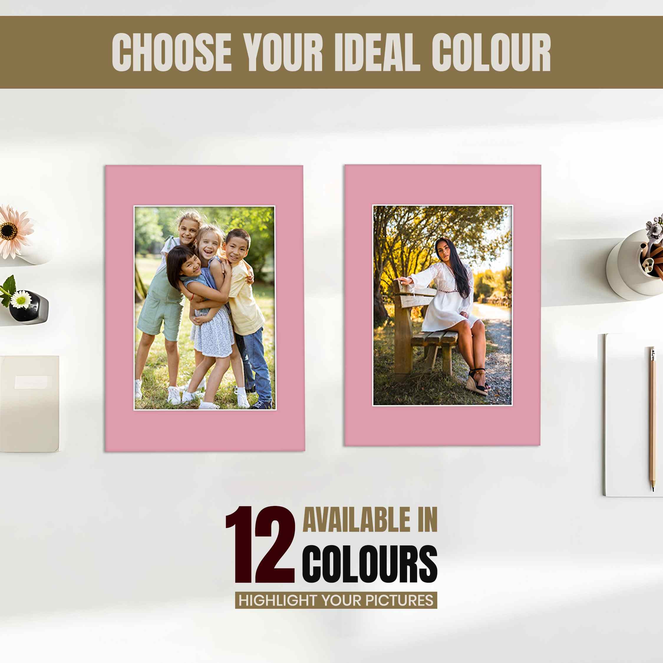 Dusty Rose 10x10" Picture Mount With 8x8" Aperture | Acid-Free Picture Mount Board thumbnail 5