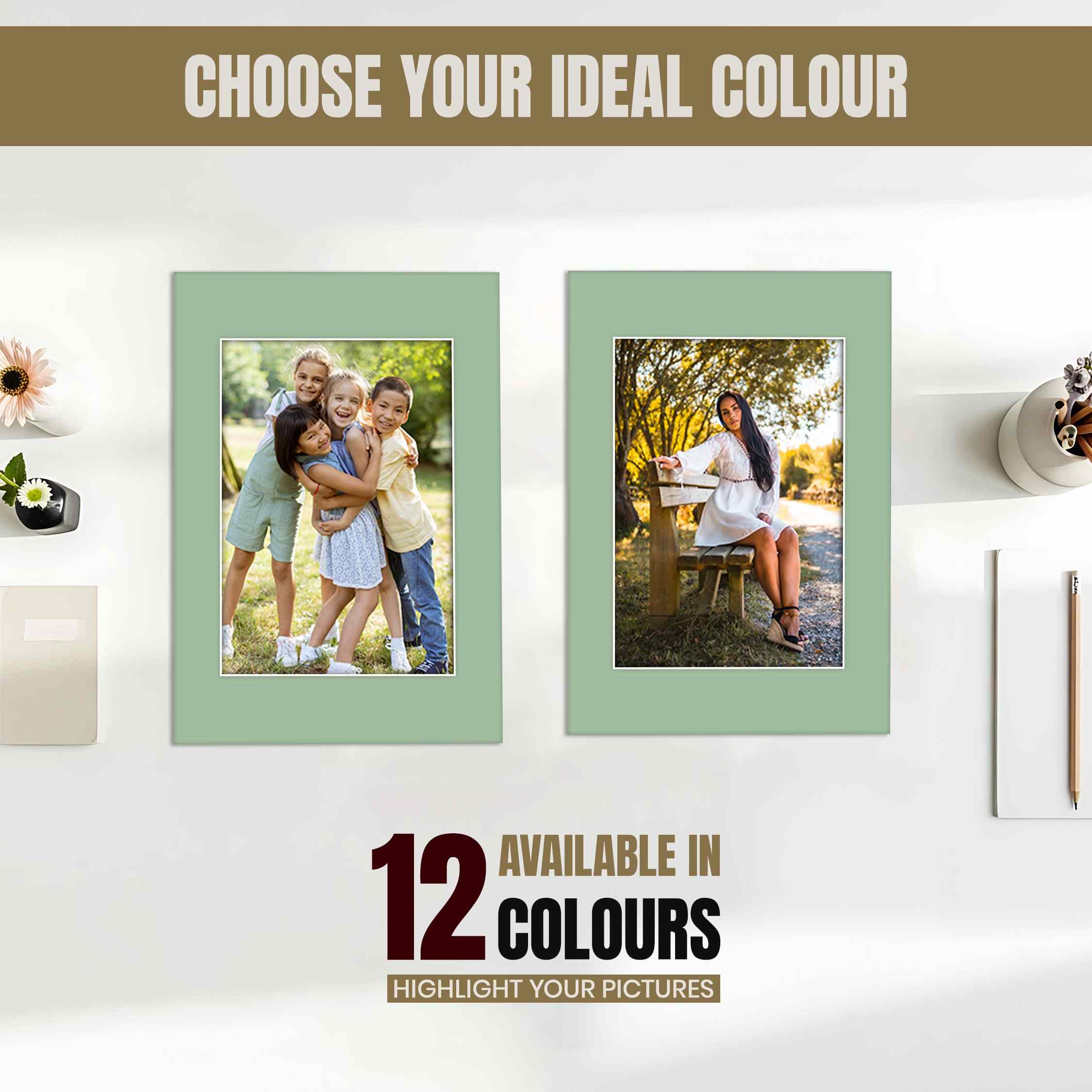 Sage Green 7x5" Picture Mount With 6x4" Aperture | Acid-Free Mat Board For Photos & Artwork thumbnail 5