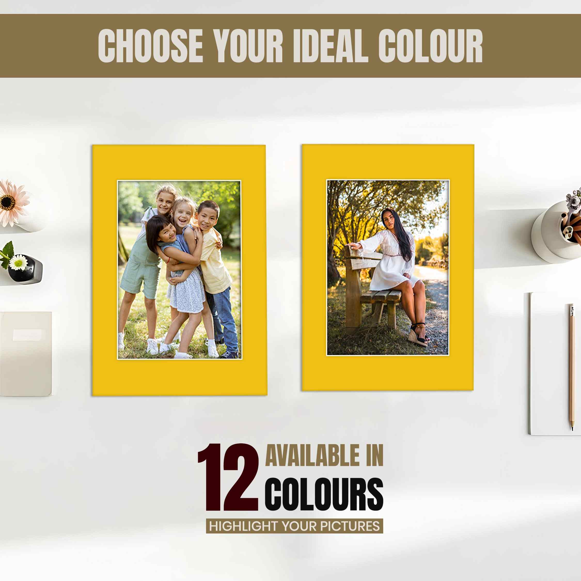 Bright Yellow 8x6" Picture Mount With 6x4" Aperture | Acid-Free Mat Board For Picture Frames thumbnail 5