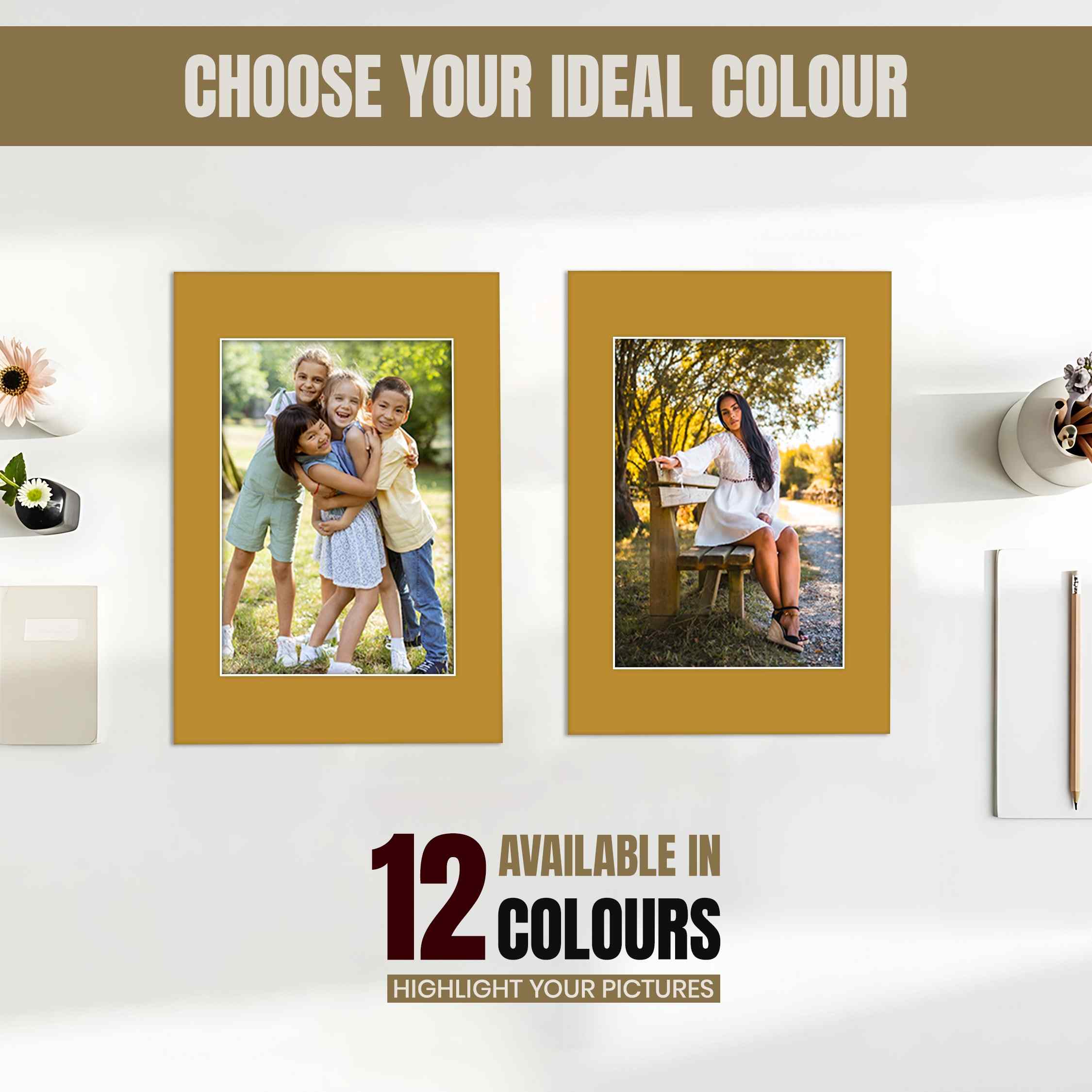 Antique Gold 8x8" Picture Mount With 5x5" Aperture | Acid-Free Picture Mount Board thumbnail 5