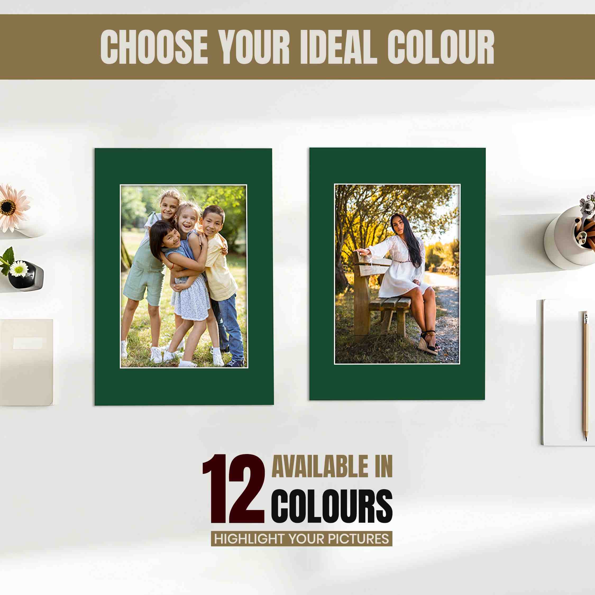 Forest Green 9x7" Picture Mount With 7x5" Aperture | Acid-Free Picture Mount Board thumbnail 5