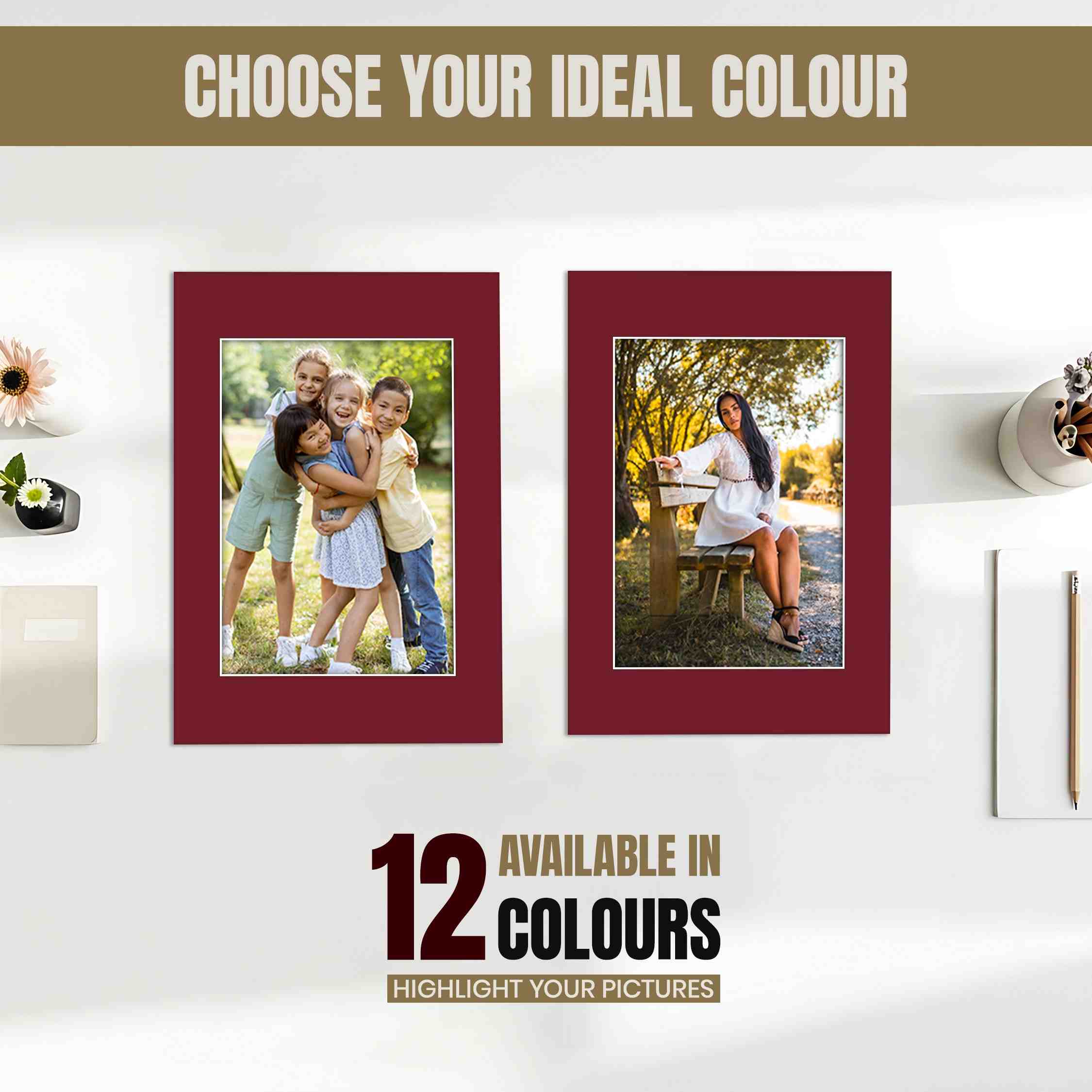 Burgundy A1 Picture Mount With A2 Aperture | Acid-Free Picture Mount Board thumbnail 5