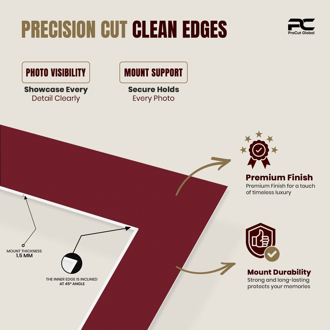 Burgundy 20x16" Picture Mount With A4 Aperture | Acid-Free Mat Board For Picture Frames thumbnail 6