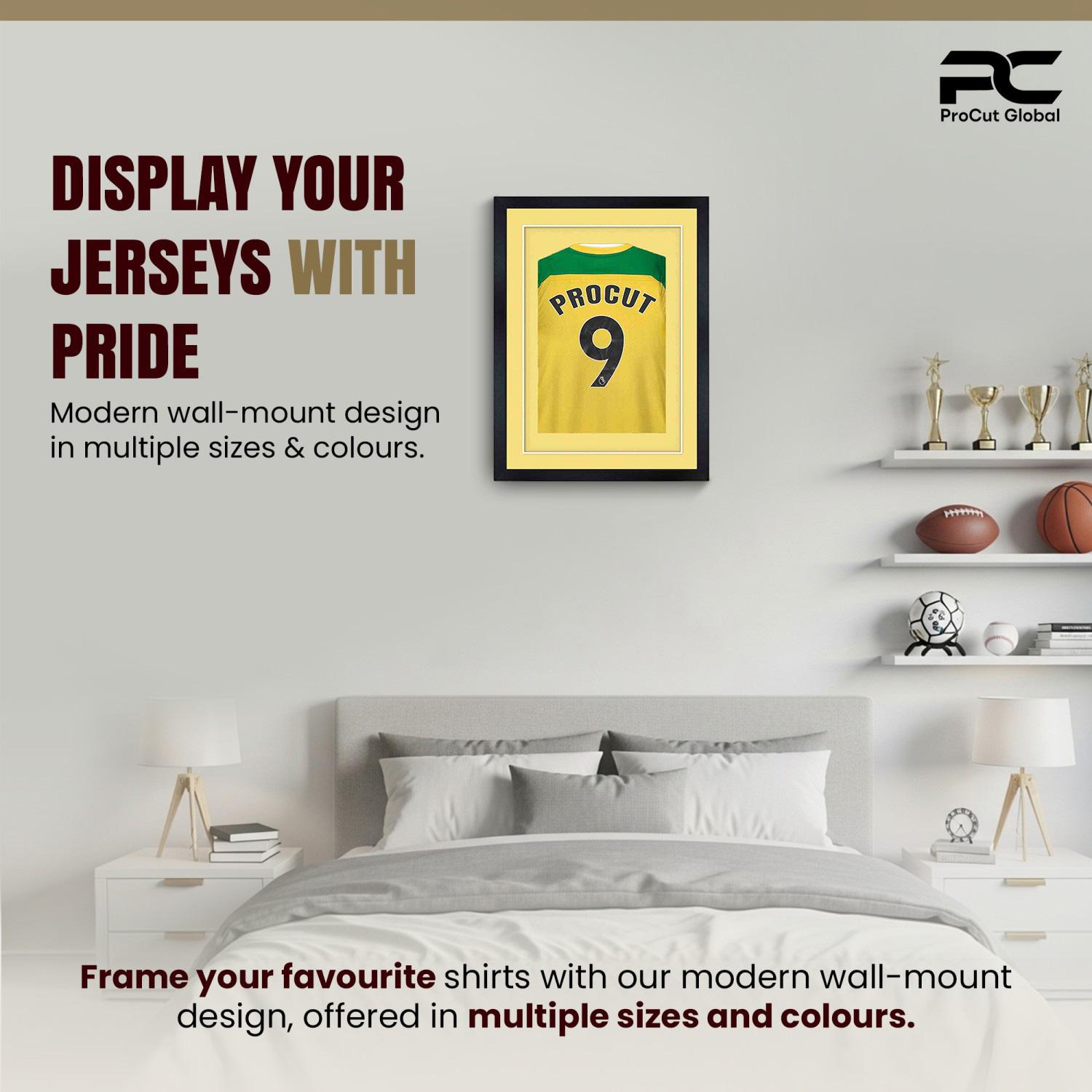 70x50cm Mat Black Football Shirt Frame With Primrose Mount And Perspex Front For Sports Jerseys thumbnail 6