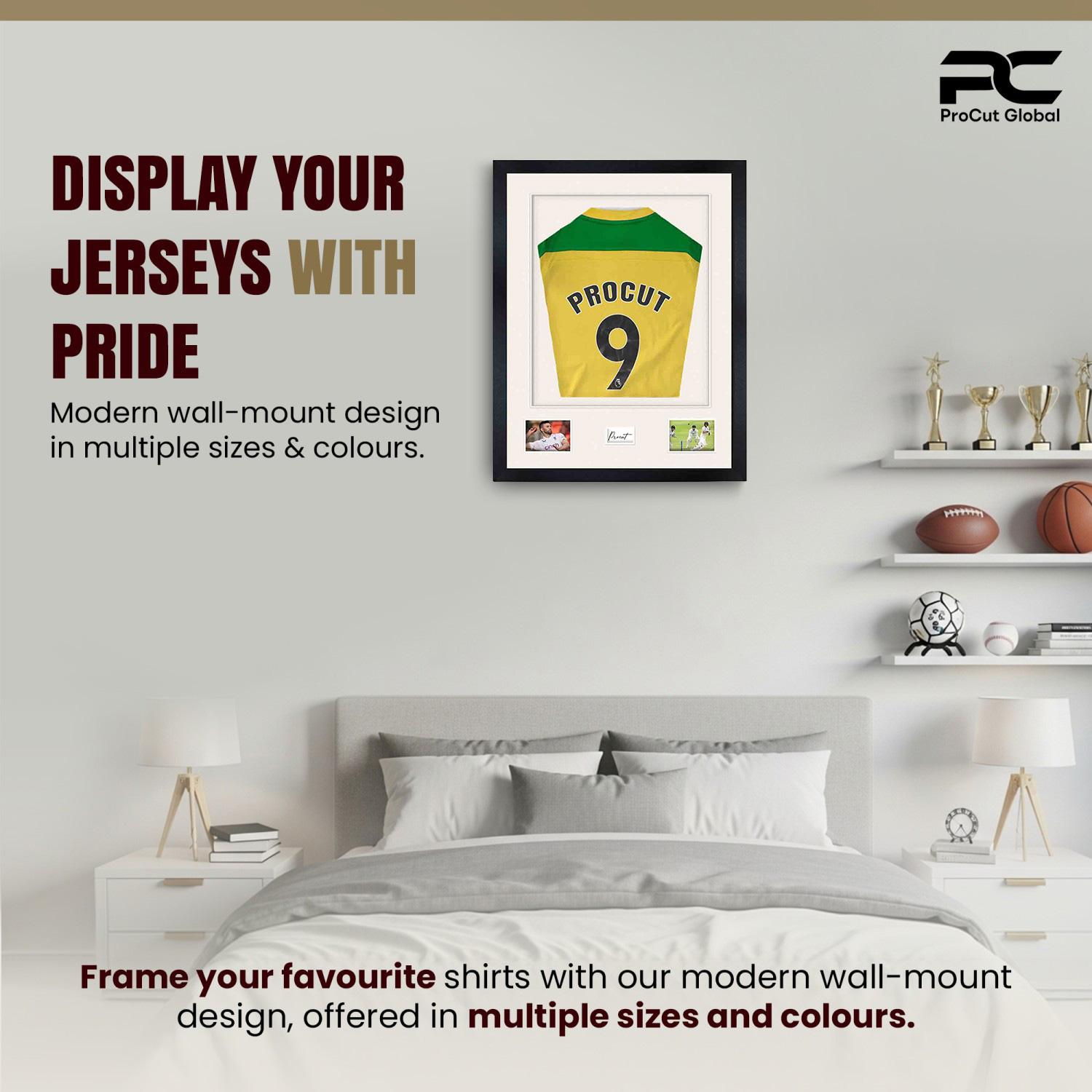 77.5x58.5cm Mat Black Football Shirt Frame With Antique White Mount And Perspex Front For Sports Jerseys thumbnail 6