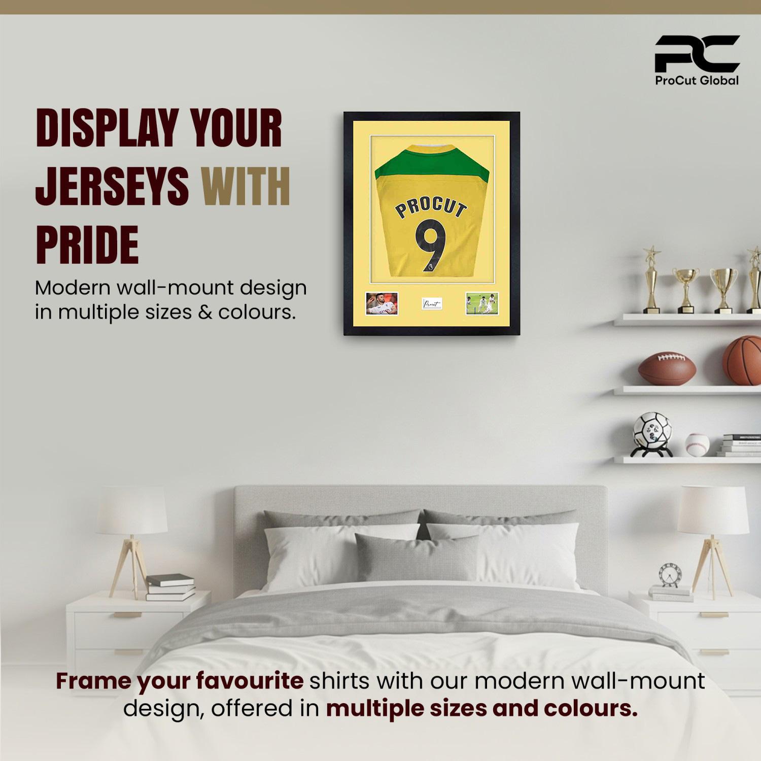 77.5x58.5cm Mat Black Football Shirt Frame With Primrose Mount And Perspex Front - Box Display For Football, Rugby, And Other Sports Jerseys thumbnail 6